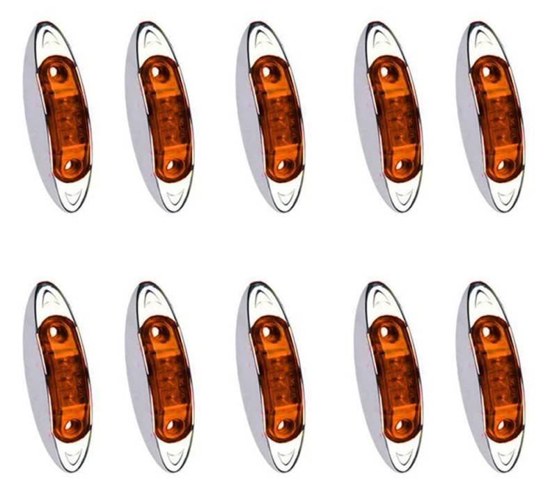 Seitenmarkierungsleuchten, 10 Stück 10-30V Mini 3LED Side Marker Lights Auto-Markierungsleuchten Autoseiten-Anzeigelampen vorne Hinten Seitenlicht-Positionsleuchten (Gelb) von HULX