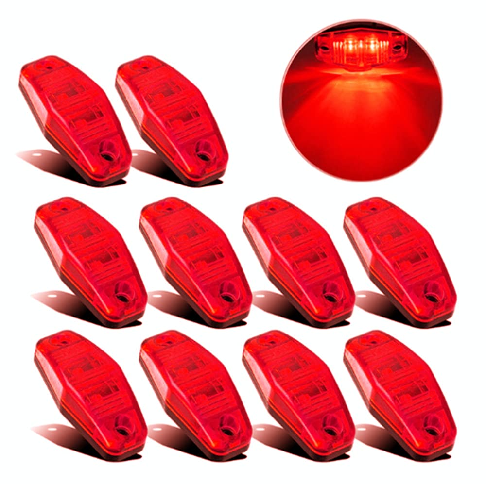 Seitenmarkierungsleuchten, 10 Stück 2LED Auto-Markierungsleuchten Autoseiten-Kontrollleuchten 12V 24V Vordere Seitenleuchte Positionsleuchten für LKW-LKW (Rot) von HULX