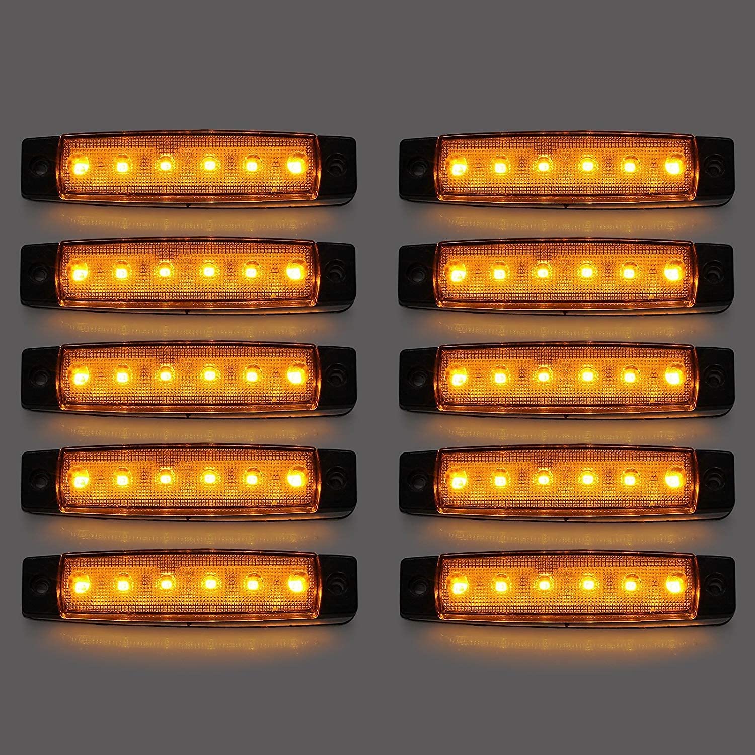Seitenmarkierungsleuchten, 10 Stück Side Marker Lights Auto-Markierungsleuchten Autoseiten-Anzeigelampen 6SMD LED Vordere Heckleuchte Positionsleuchten 12V für Auto-Wohnmobil-LKW-LKW (Gelb) von HULX