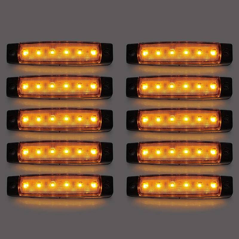 Seitenmarkierungsleuchten, 10 Stück Side Marker Lights Auto-Markierungsleuchten Autoseiten-Anzeigelampen 6SMD LED Vordere Heckleuchte Positionsleuchten 12V für Auto-Wohnmobil-LKW-LKW (Gelb) von HULX
