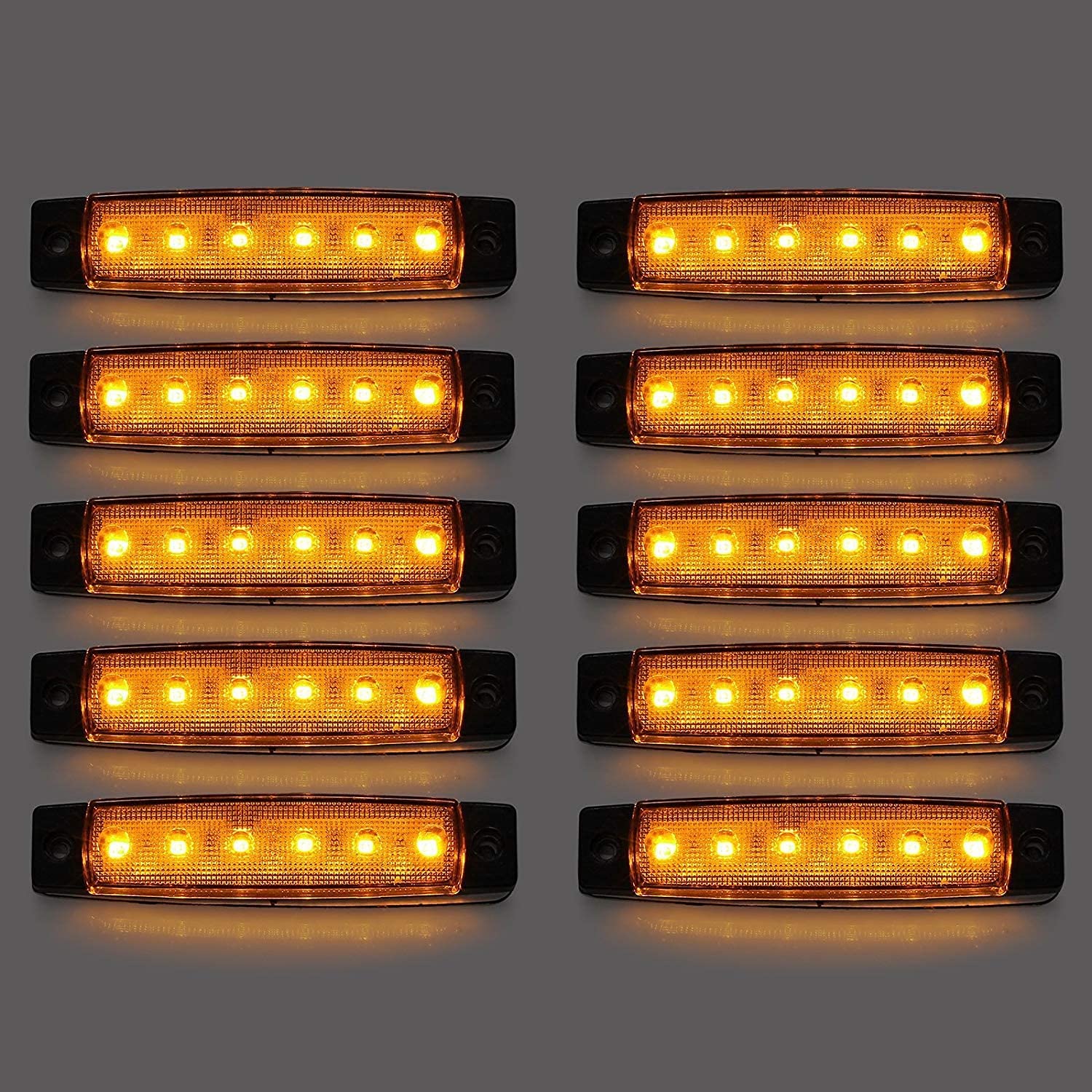 Seitenmarkierungsleuchten, 10 Stück Side Marker Lights Auto-Markierungsleuchten Autoseiten-Anzeigelampen 6SMD LED Vordere Heckleuchte Positionsleuchten 12V für Auto-Wohnmobil-LKW-LKW (Gelb) von HULX