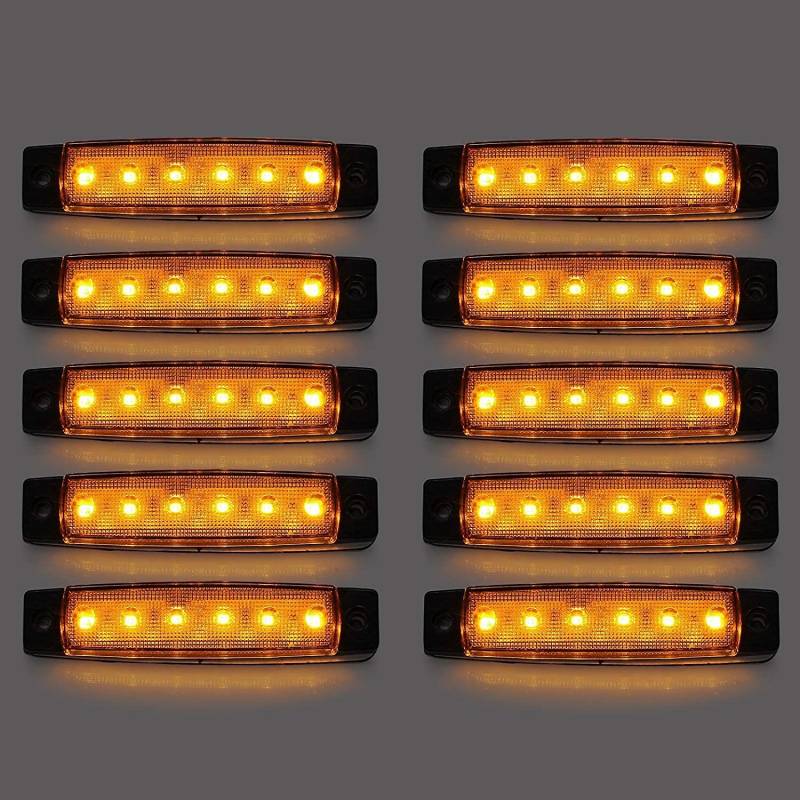 Seitenmarkierungsleuchten, 10 Stück Side Marker Lights Auto-Markierungsleuchten Autoseiten-Anzeigelampen 6SMD LED Vordere Heckleuchte Positionsleuchten 12V für Auto-Wohnmobil-LKW-LKW (Gelb) von HULX