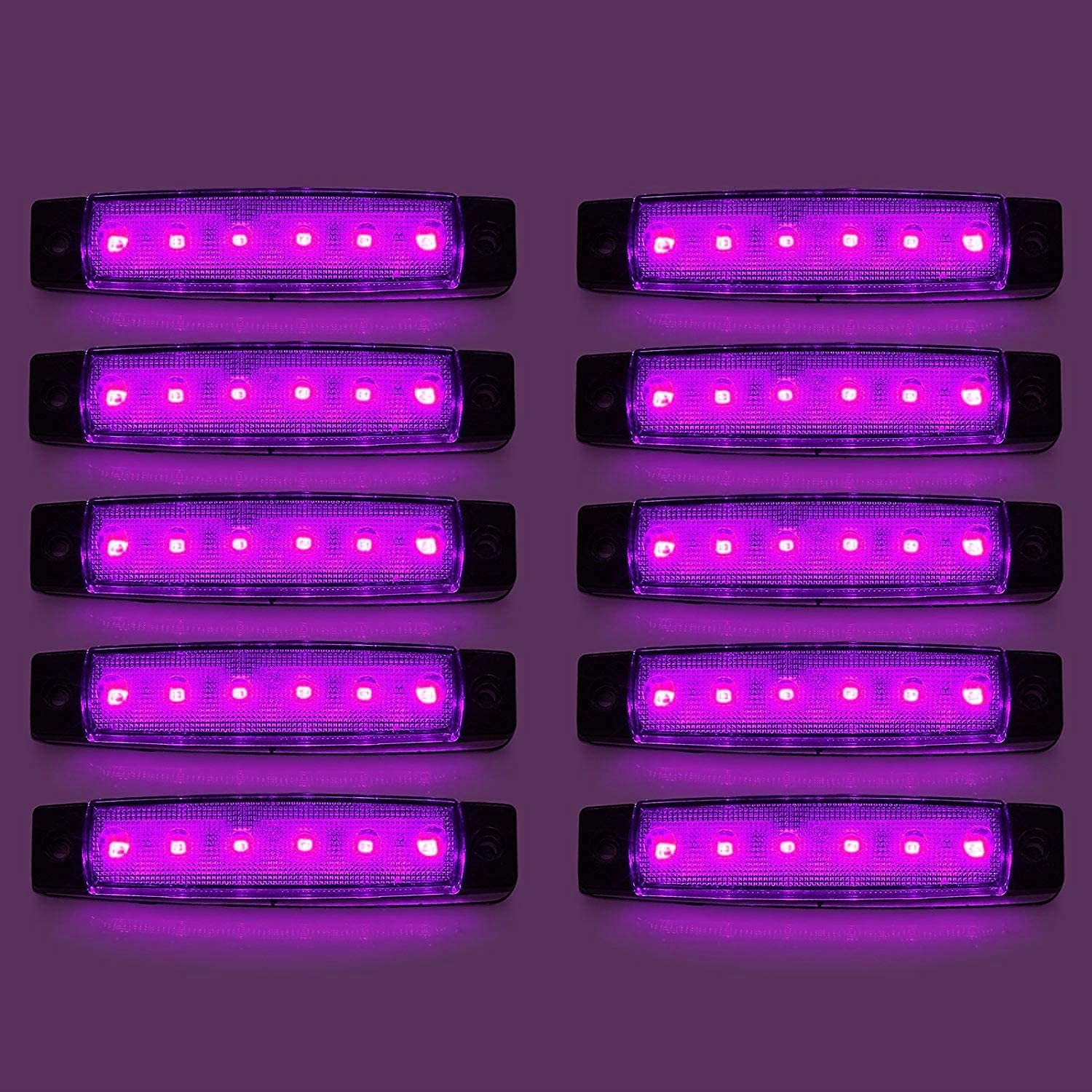 Seitenmarkierungsleuchten, 10 Stück Side Marker Lights Auto-Markierungsleuchten Autoseiten-Anzeigelampen 6SMD LED Vordere Heckleuchte Positionsleuchten 12V für Auto-Wohnmobil-LKW-LKW (Lila) von HULX