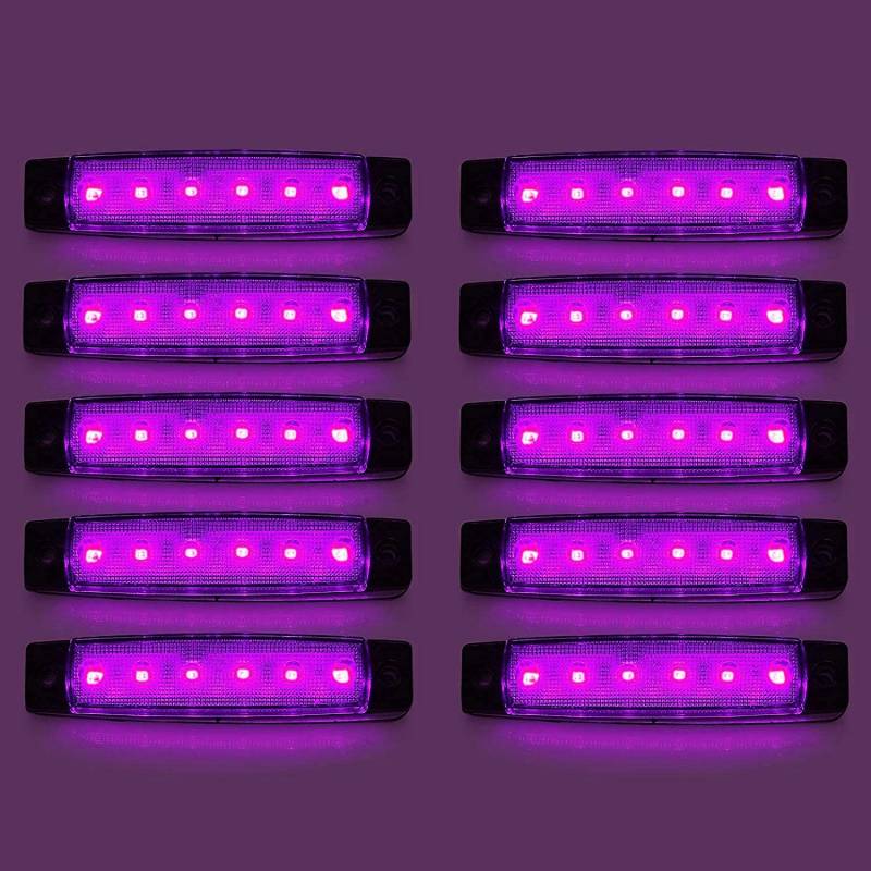 Seitenmarkierungsleuchten, 10 Stück Side Marker Lights Auto-Markierungsleuchten Autoseiten-Anzeigelampen 6SMD LED Vordere Heckleuchte Positionsleuchten 12V für Auto-Wohnmobil-LKW-LKW (Lila) von HULX
