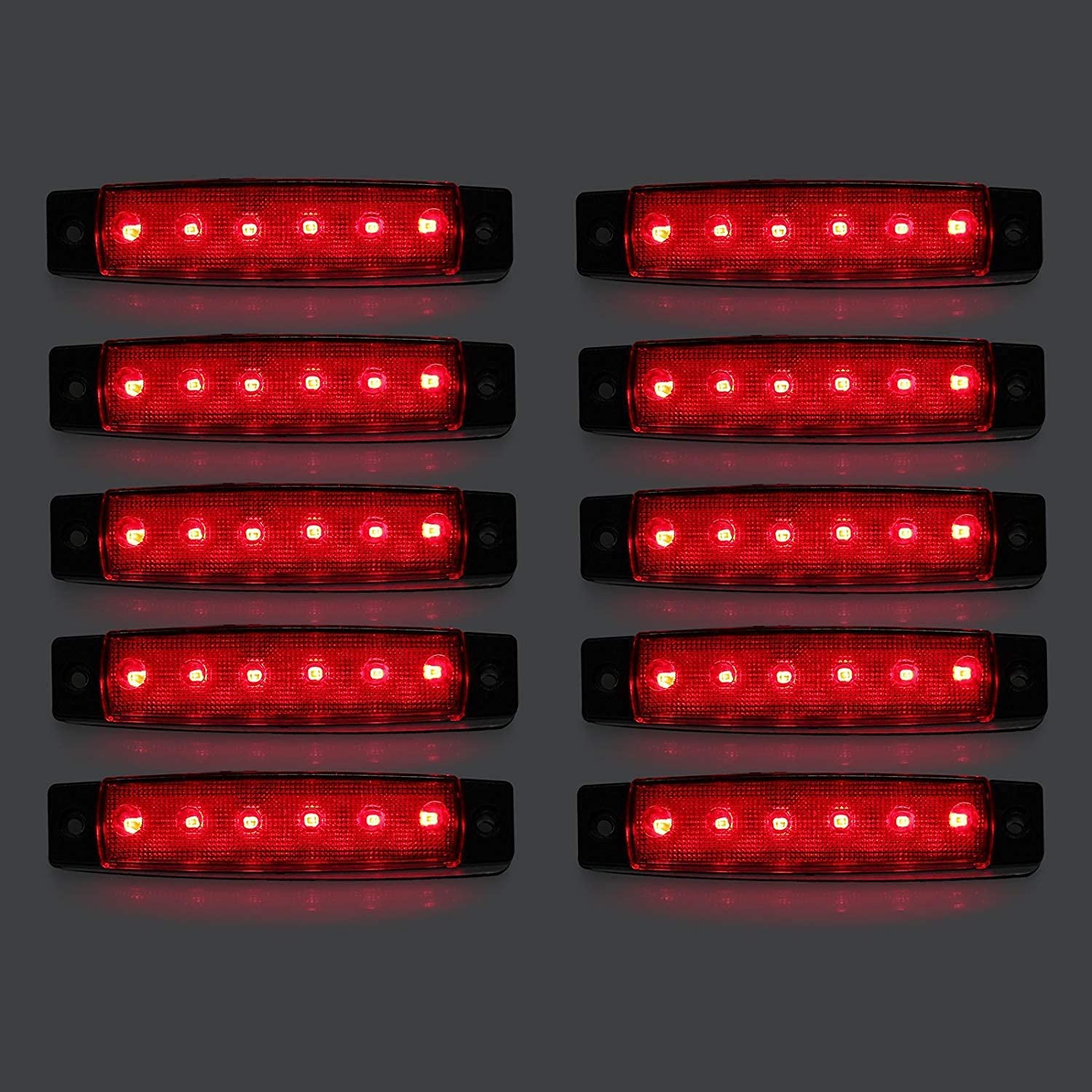 Seitenmarkierungsleuchten, 10 Stück Side Marker Lights Auto-Markierungsleuchten Autoseiten-Anzeigelampen 6SMD LED Vordere Heckleuchte Positionsleuchten 12V für Auto-Wohnmobil-LKW-LKW (Rot) von HULX