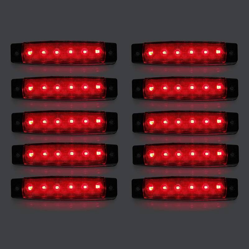 Seitenmarkierungsleuchten, 10 Stück Side Marker Lights Auto-Markierungsleuchten Autoseiten-Anzeigelampen 6SMD LED Vordere Heckleuchte Positionsleuchten 12V für Auto-Wohnmobil-LKW-LKW (Rot) von HULX