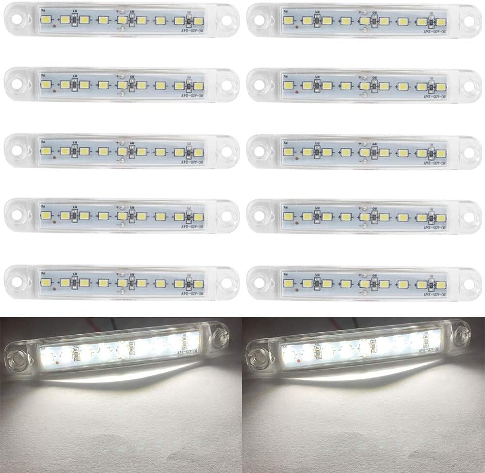 Seitenmarkierungsleuchten, 10 Stück Side Marker Lights Auto-Markierungsleuchten Autoseiten-Anzeigelampen 9SMD LED Vordere Heckleuchte Positionsleuchten 12V für Auto-Wohnmobil-LKW-LKW (Weiß) von HULX