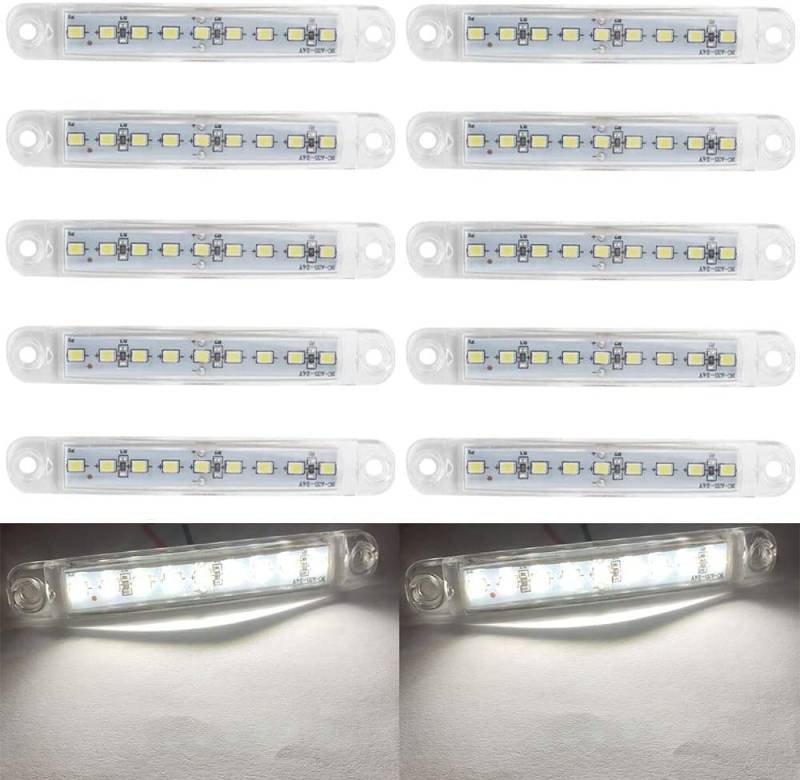 Seitenmarkierungsleuchten, 10 Stück Side Marker Lights Auto-Markierungsleuchten Autoseiten-Anzeigelampen 9SMD LED Vordere Heckleuchte Positionsleuchten 12V für Auto-Wohnmobil-LKW-LKW (Weiß) von HULX