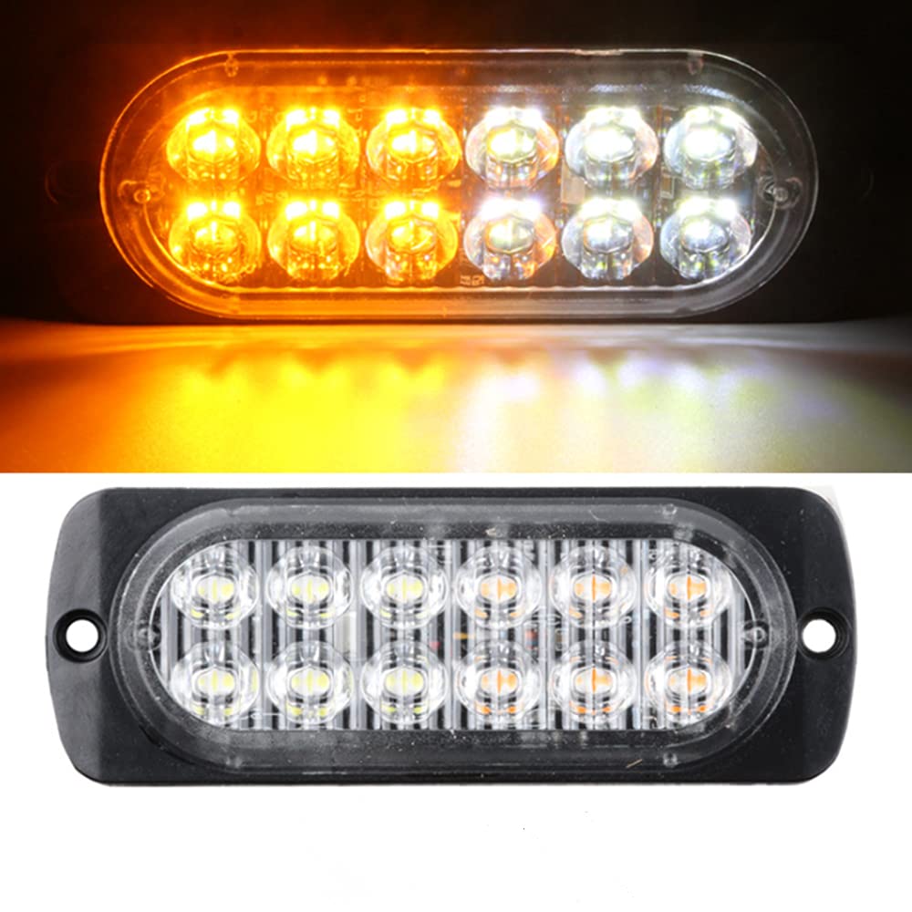 Seitenmarkierungsleuchten, 4 STÜCKE 12LED Side Marker Lights Auto-Markierungsleuchten Autoseiten-Anzeigelampen 12V 24V Vordere Heckleuchte Positionsleuchten für LKW-Anhänger (Weiß + Gelb) von HULX