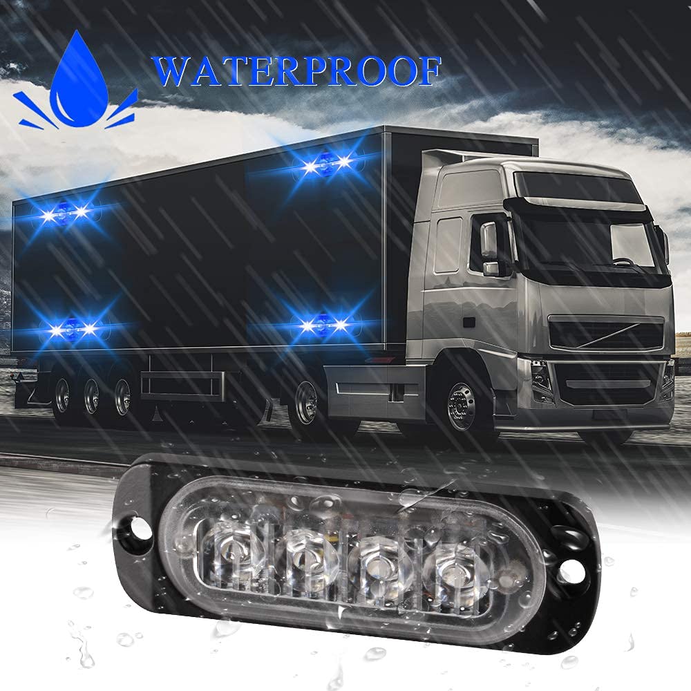 Seitenmarkierungsleuchten, 4 STÜCKE 4LED Side Marker Lights Auto-Markierungsleuchten Autoseiten-Anzeigelampen 12V 24V Vordere Heckleuchte Positionsleuchten für LKW-Anhänger (Blau) von HULX