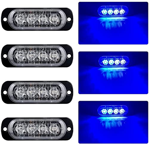 Seitenmarkierungsleuchten, 4 STÜCKE 4LED Side Marker Lights Auto-Markierungsleuchten Autoseiten-Anzeigelampen 12V 24V Vordere Heckleuchte Positionsleuchten für LKW-Anhänger (Weiß + Blau) von HULX