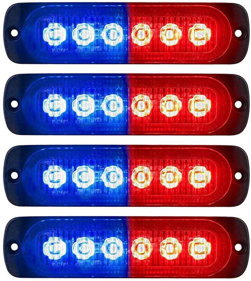 Seitenmarkierungsleuchten, 4 STÜCKE 6LED Side Marker Lights Auto-Markierungsleuchten Autoseiten-Anzeigelampen 12V 24V Vordere Heckleuchte Positionsleuchten für LKW-Anhänger (Blau + Rot) von HULX