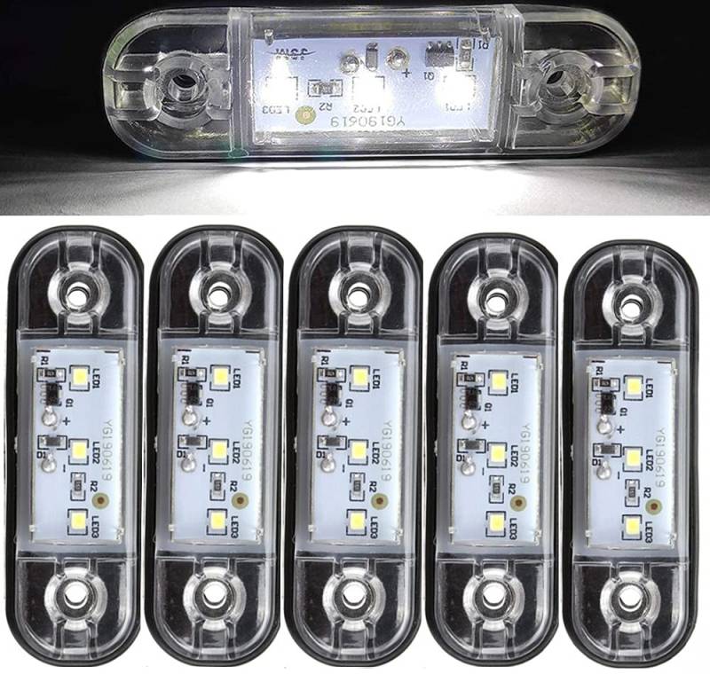 Seitenmarkierungsleuchten, 10 Stück 3LED Auto-Markierungsleuchten Autoseiten-Kontrollleuchten 12V 24V Vordere Seitenleuchte Positionsleuchten für LKW-LKW (Weiß) von HULX