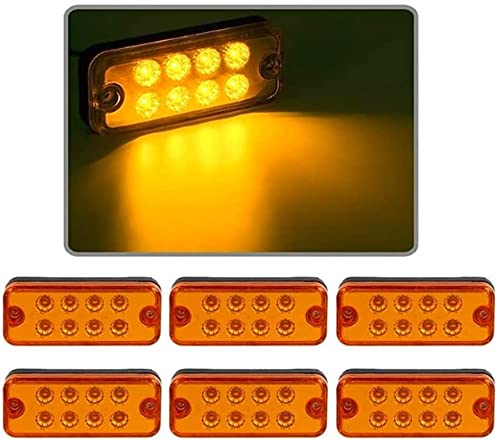 Seitenmarkierungsleuchten, 6 Stück 12V 24V 8 LED Side Marker Lights LKW-Seitenmarkierungsanzeigen Autoseitenanzeiger Lichter für LKW-Anhänger (Gelb) von HULX