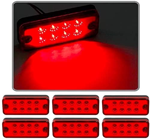 Seitenmarkierungsleuchten, 6 Stück 12V 24V 8 LED Side Marker Lights LKW-Seitenmarkierungsanzeigen Autoseitenanzeiger Lichter für LKW-Anhänger (Rot) von HULX