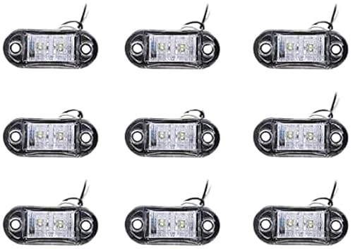 Seitenmarkierungsleuchten, Side Marker Lights 10 Stück 2LED Auto-Markierungsleuchten Autoseiten-Kontrollleuchten 12V 24V Vordere Seitenleuchte Positionsleuchten für LKW-LKW (Weiß) von HULX