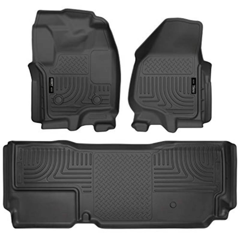 HUSKY LINERS WeatherBeater Fußmatten, mit Fahrer-Seitenfußstütze und manuellem Verteilergetriebeschalthebel (Fußraumabdeckung), Vorder- und 2. Reihe, 3-teilig, schwarz, 99721 von HUSKY LINERS