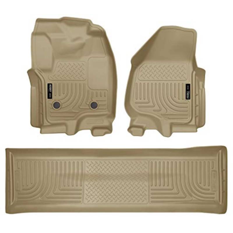 HUSKY LINERS WeatherBeater Fußmatten, ohne Fahrer-Seitenfußstütze oder manuelle Schalthebel (Fußraumabdeckung), Vorder- und 2. Reihe, 3-teilig, beige, 99713 von HUSKY LINERS