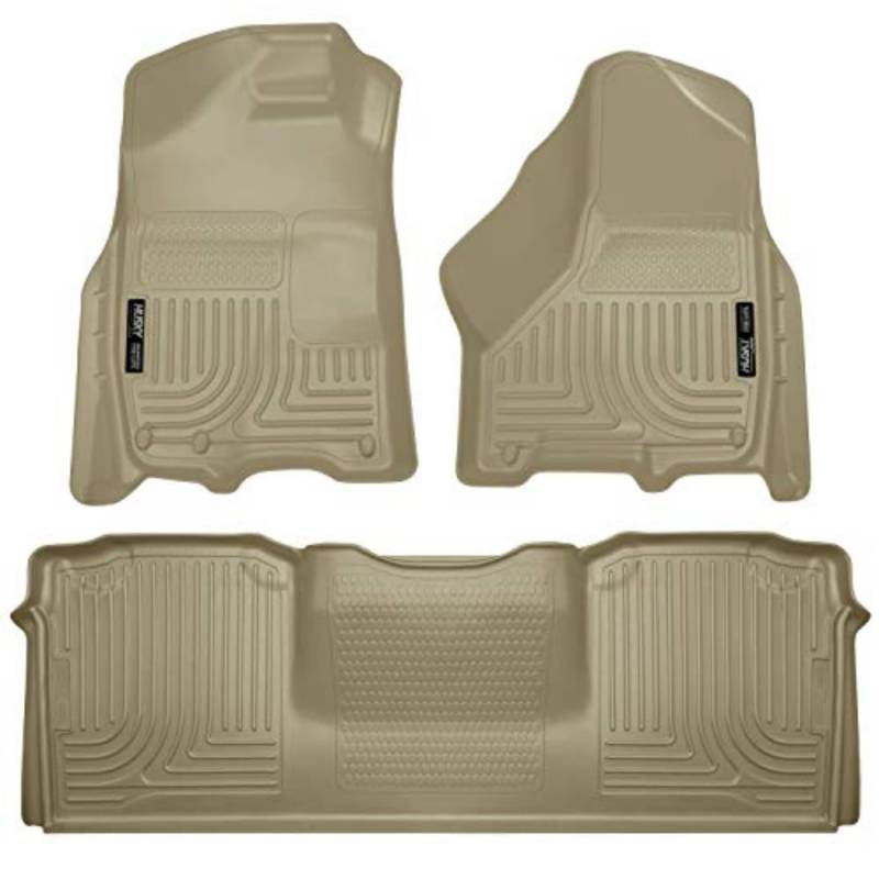 Husky Liners | Weatherbeater | Passend für 2010–2018 Dodge Ram 2500/3500 Mega Cab | Front- und 2. Reihe Bodenbeläge – Hellbraun, 3 Stück | 99043 von HUSKY LINERS