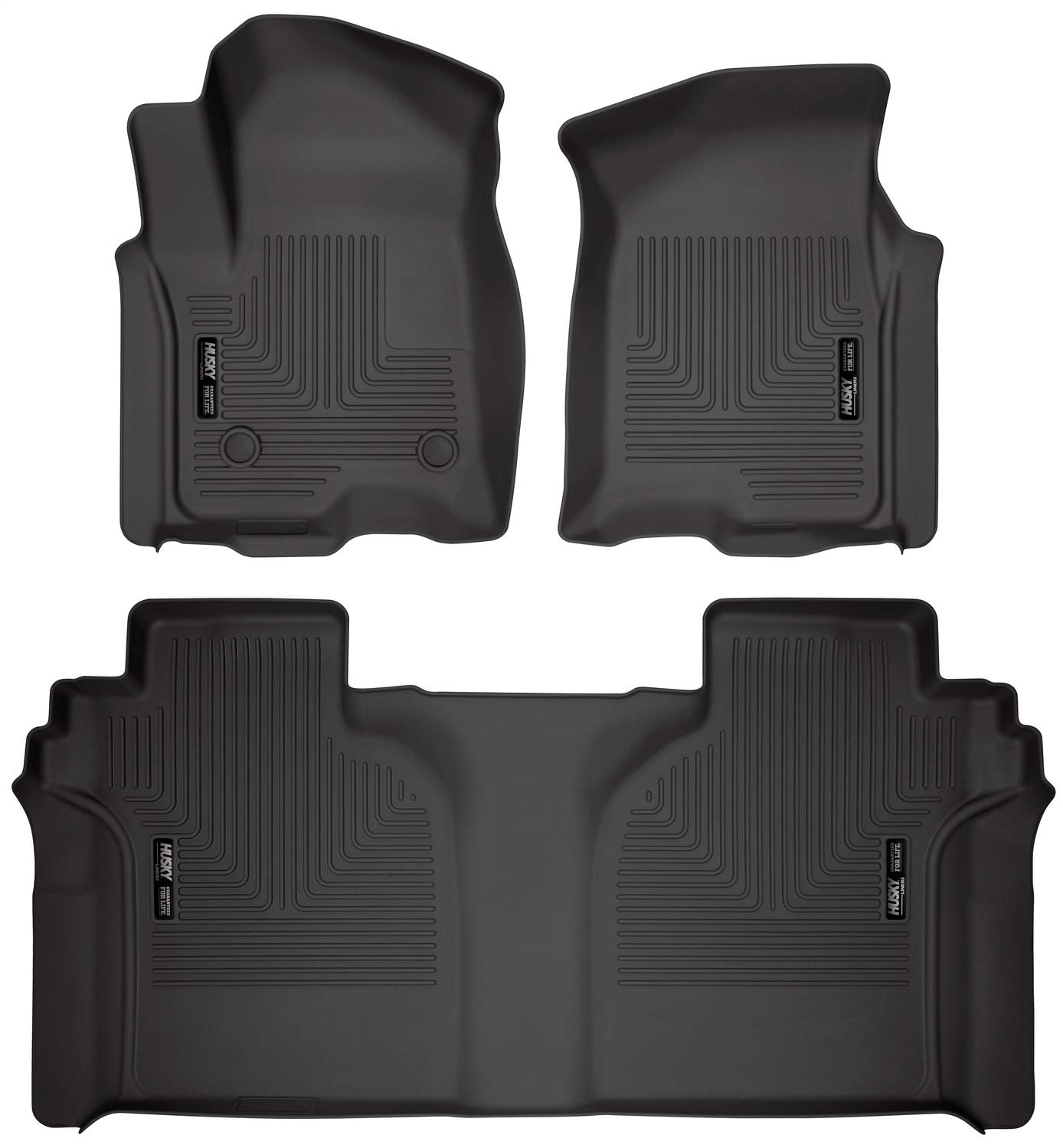 Husky Liners - Weatherbeater | Passend für Chevrolet Silverado/GMC Sierra 1500 Crew Cab, 2020-2024 SLV/SRA 2500/3500 Crew Cab-Front & 2nd Row-Black, 3 Stück | 94021 von Husky Liners