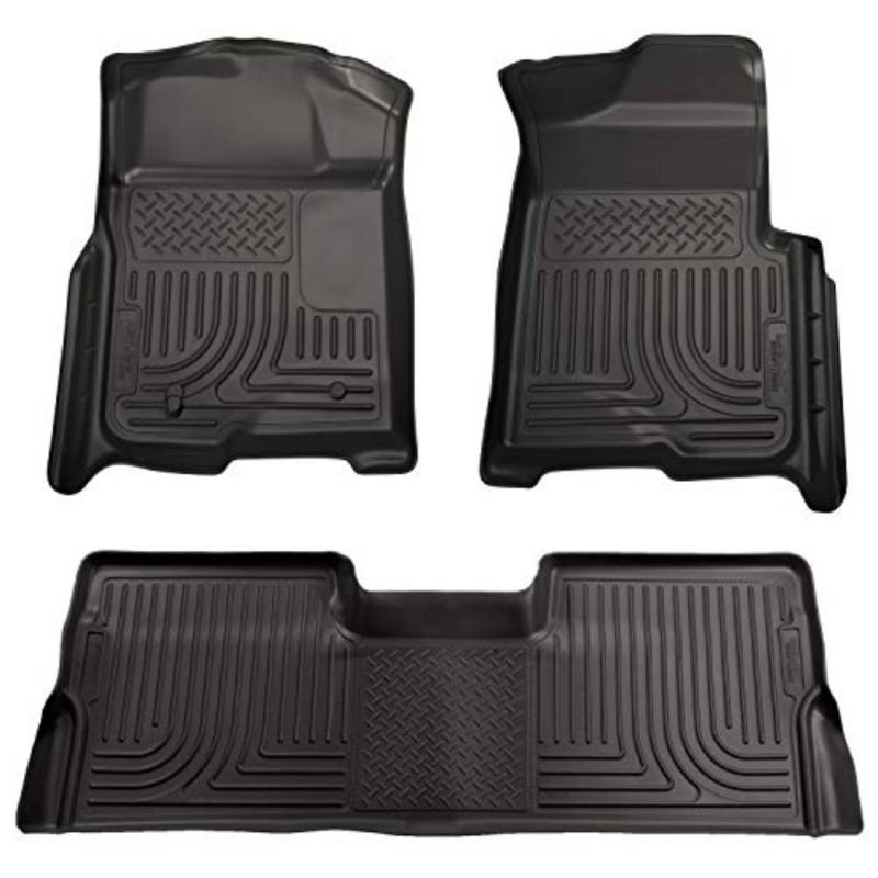 Husky Liners Weatherbeater Series | Bodenbeläge für Vorder- und 2. Sitzfläche (Fußraumabdeckung) – Schwarz | 98391 | passend für Ford F-250/F-350 SuperCab ohne manuellem Transferkoffer, 3 Stück von HUSKY LINERS