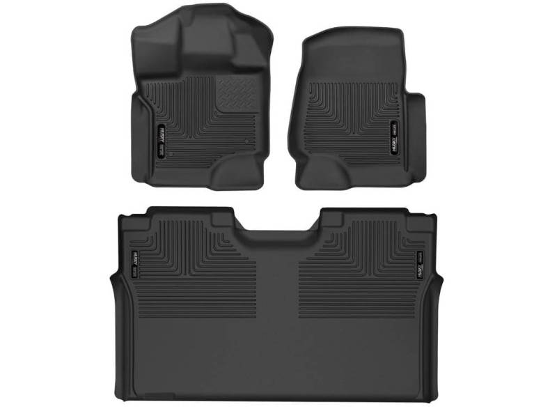 Husky Liners X-act Contour Series | Bodenbeläge für Vorder- und 2. Sitz, Schwarz | 53498 | passend für Ford F-150 SuperCrew Cab ohne zusammenklappbare, Flache Aufbewahrung, 3 Stück von HUSKY LINERS