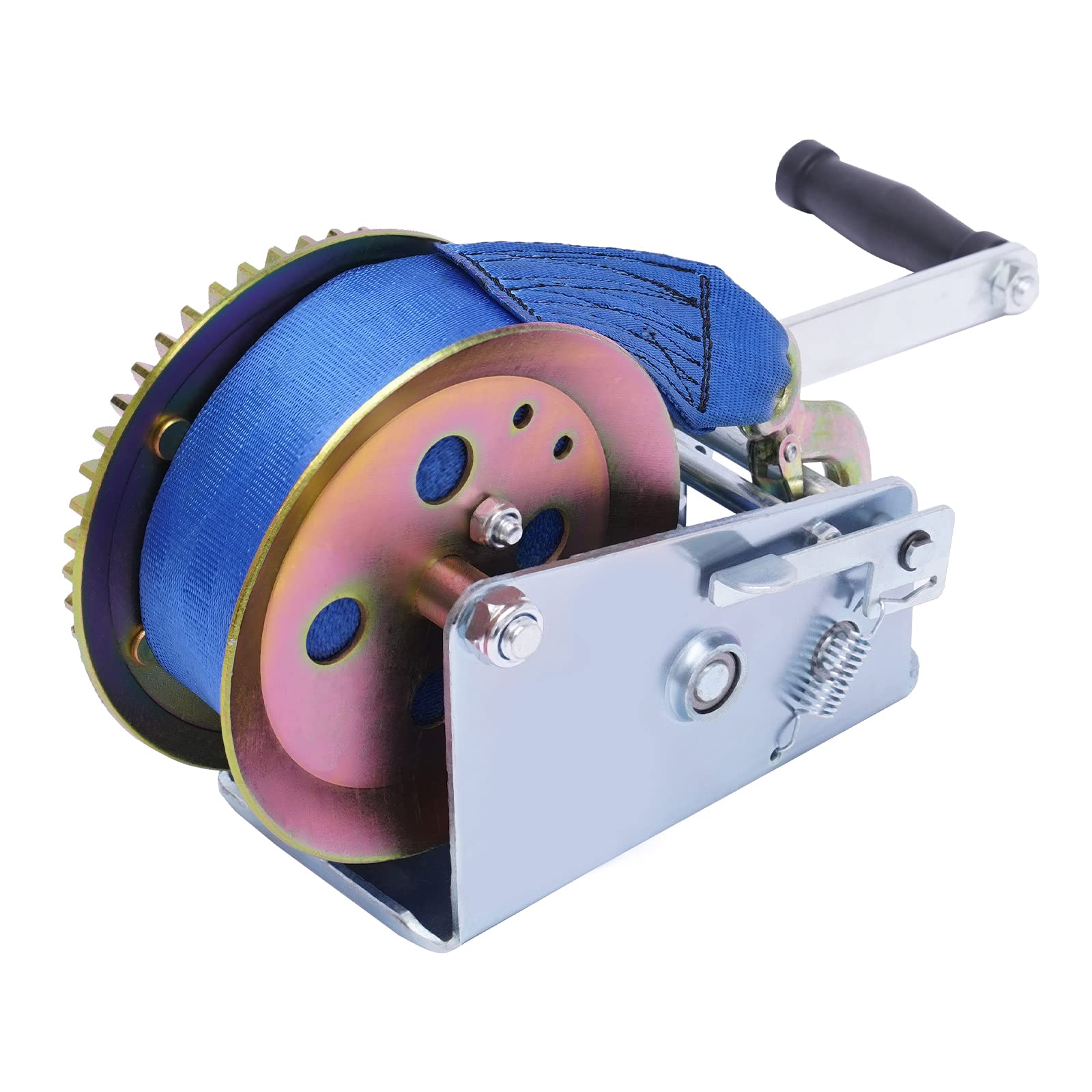 Handwinde - 1588KG Seilwinde mit 10m Seilzug | 5cm Gurtbreite | Polyester Seilzug | Profi Bergungswinde Bootswinde | Handseilwinde Blau Handwinde - 1588KG Seilwinde mit 10m Seilzug | 5cm Gurtbreite | Polyester Seilzug | Profi Bergungswinde Bootswinde | Handseilwinde Blau von HUSPOO