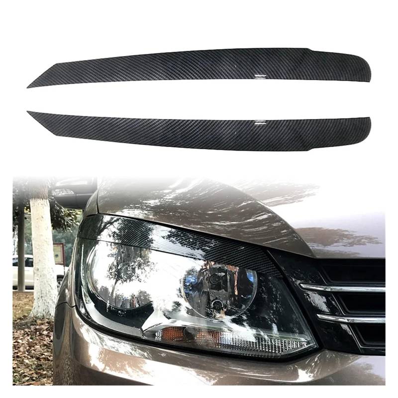 HUVNEXA 2 Teile/Satz Auto Front Scheinwerfer Augenlid Trim Abdeckung Dekoration, for Touran 2011 2012 2013 2014 2015 ABS Kunststoff Autoscheinwerferaufkleber(Carbon Fiber) von HUVNEXA