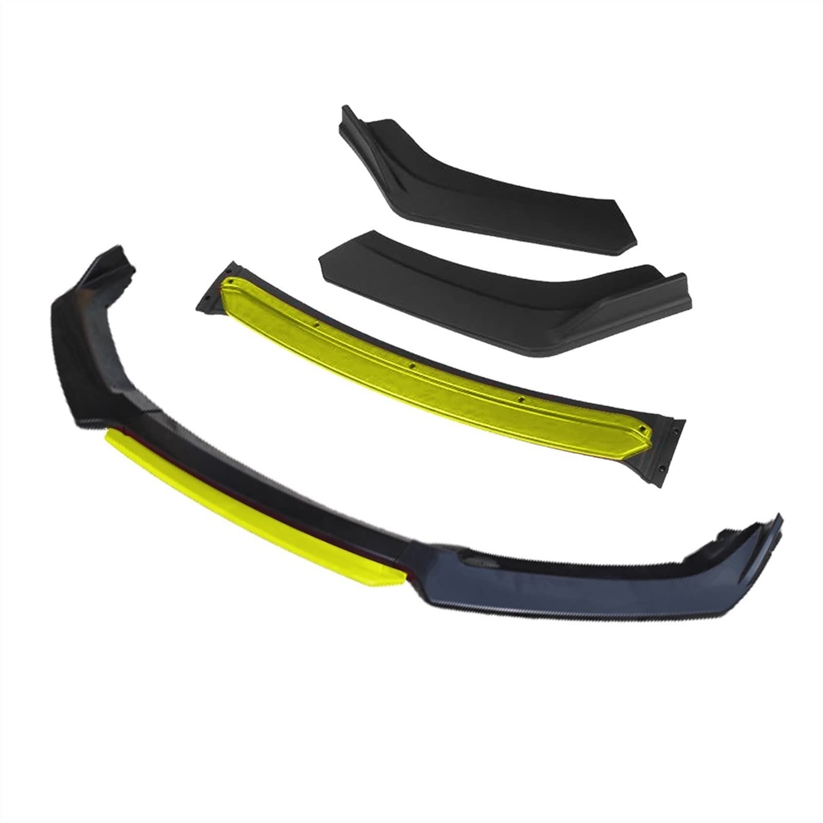 HUVNEXA 3 Stück Autozubehör Frontstoßstange Lippendiffusor Body Kit Spoiler, for Opel, for Vauxhall, Insignia 2009 2010 2011 2012 2013 Schwarz(4pcs+Yellow) von HUVNEXA