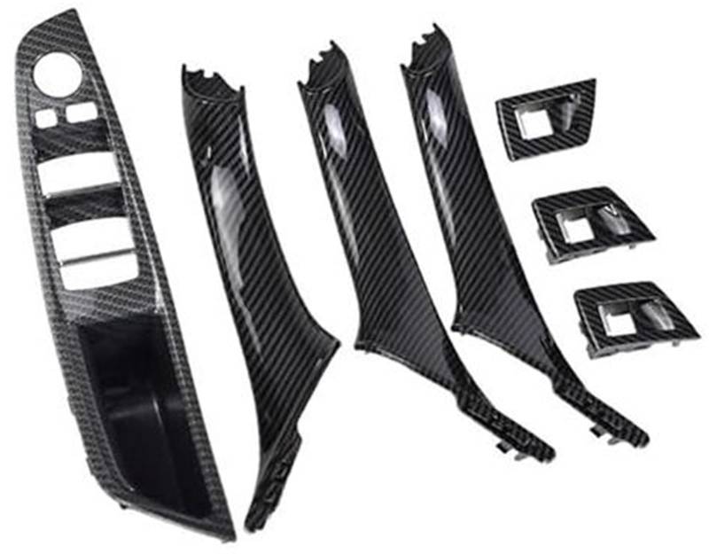 HUVNEXA 7PCS Set Rechtslenker RHD, for, 5er F10 F11 520 525 Rotweingrau Auto Innentürgriff Innenverkleidung Zugverkleidung Türgriff für den Autoinnenraum(Carbon-7pcs-RHD) von HUVNEXA