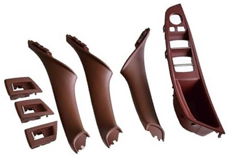 HUVNEXA 7PCS Set Rechtslenker RHD, for, 5er F10 F11 520 525 Rotweingrau Auto Innentürgriff Innenverkleidung Zugverkleidung Türgriff für den Autoinnenraum(Wine Red-7pcs-RHD) von HUVNEXA