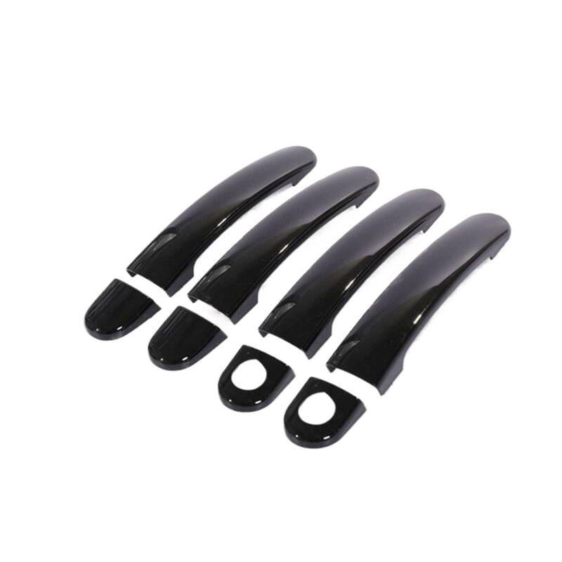 HUVNEXA Aufkleber for Autotürgriffabdeckungen in glänzendem Schwarzchrom, for Skoda, Fabia, Octavia, 2008-2013, Styling-Zubehör Abdeckung für Außentürgriffe(Black 2 Keyholes) von HUVNEXA