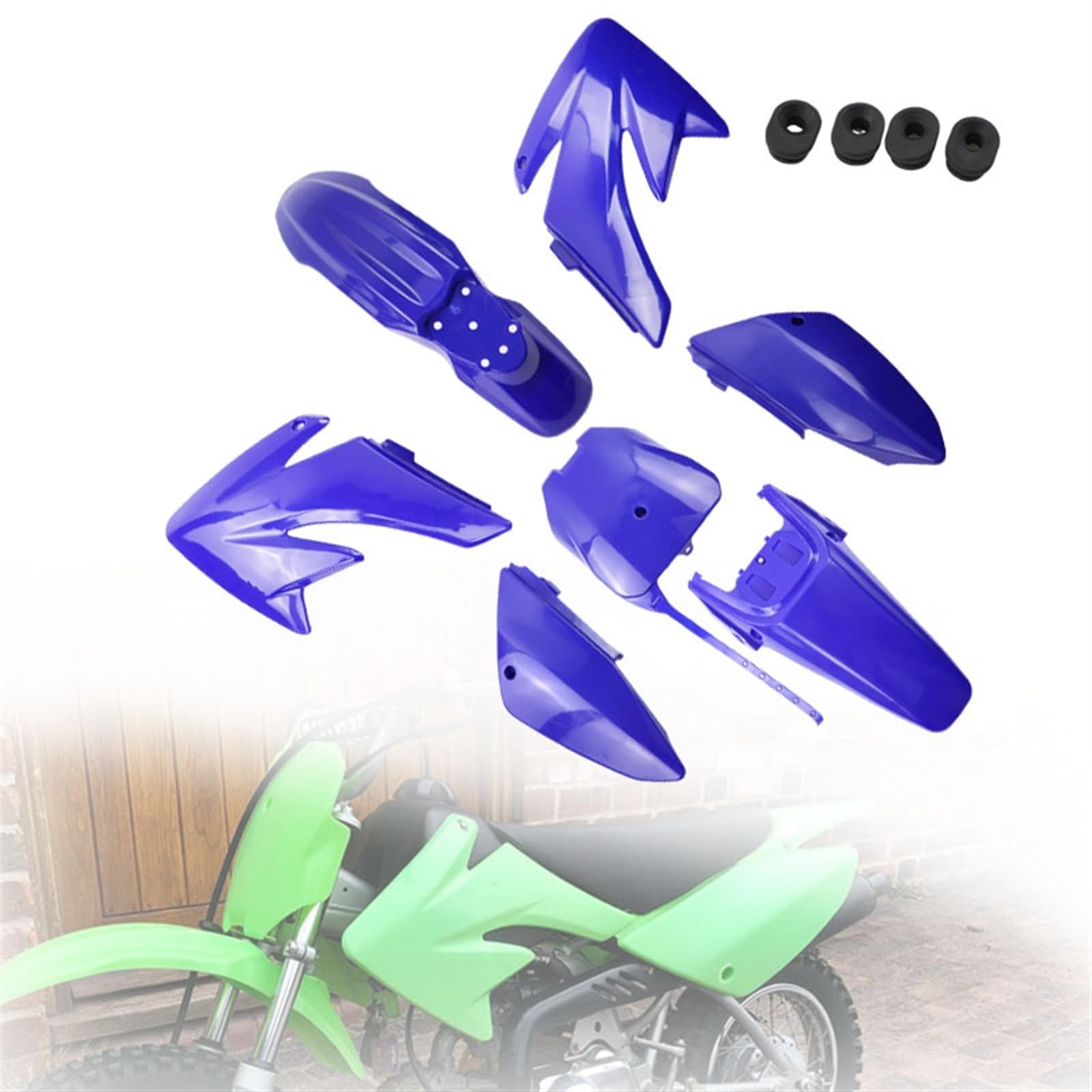 HUVNEXA CRF70 Kunststoffverkleidung Body Kit Teile XR70 Kunststoffkotflügel Kit CRF 70 Kit Set Pit Dirt Bike Zubehör(CRF Blue) von HUVNEXA