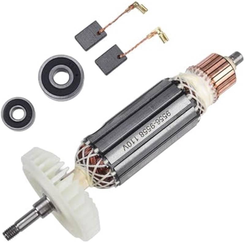 HUVNEXA Ersatz for Rotor for Winkelschleifermodelle 9556, 9557, 9558, 9556NB, 9556HN und 9557NB. Enthält Kohlebürsten und Lager (220 V).(Black 110V) von HUVNEXA