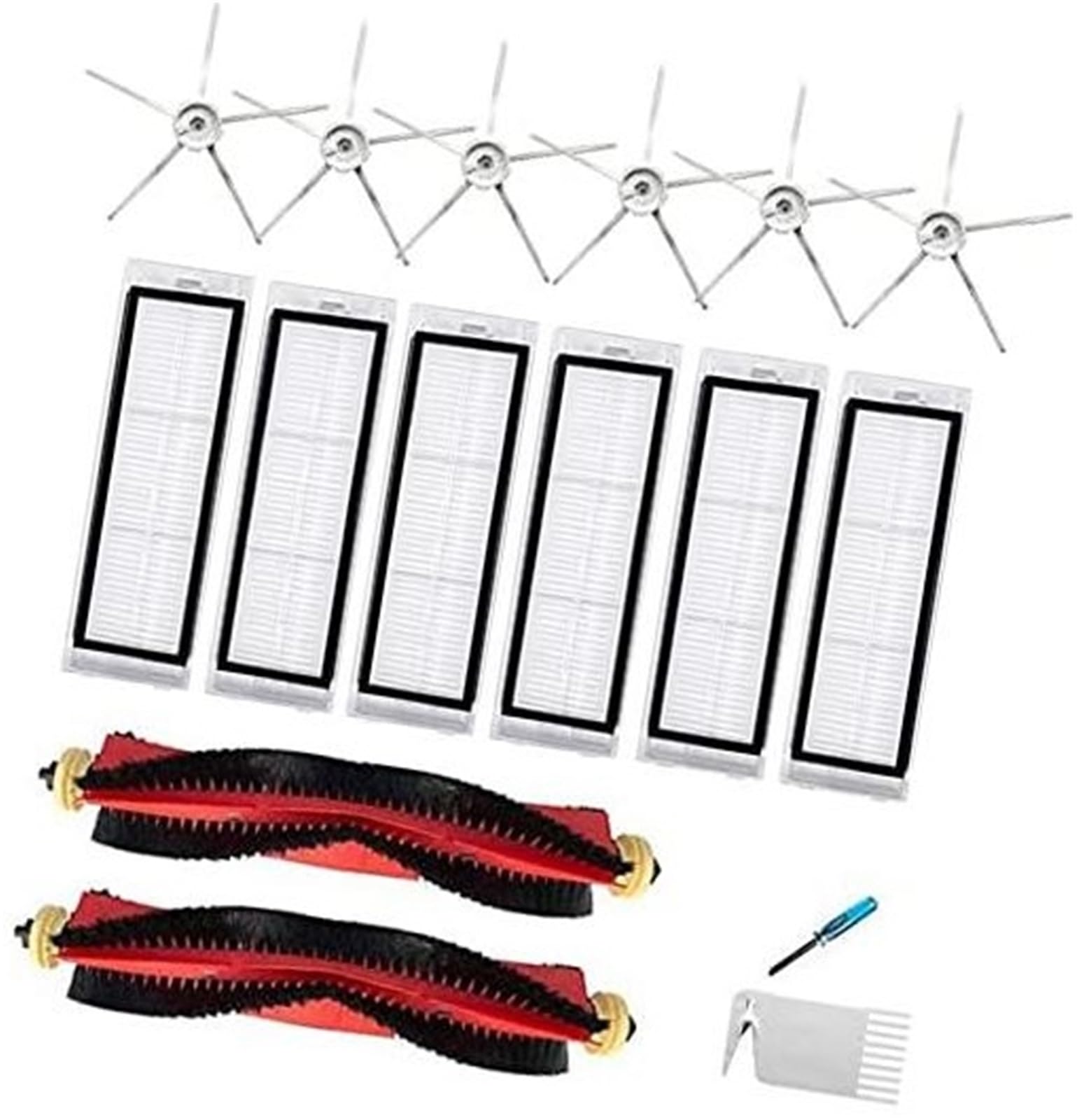 HUVNEXA Ersatz for Xiaomi Roborock S6 S60 S65 S5 MAX S6 MaxV Pure T6 Staubsauger, inklusive 2 Walzenbürsten, 6 Seitenbürsten, 6 Hepa-Filter, 1 Reinigungsbürste, 1 Schraubendreher (weiß) Staubsauger-Er von HUVNEXA