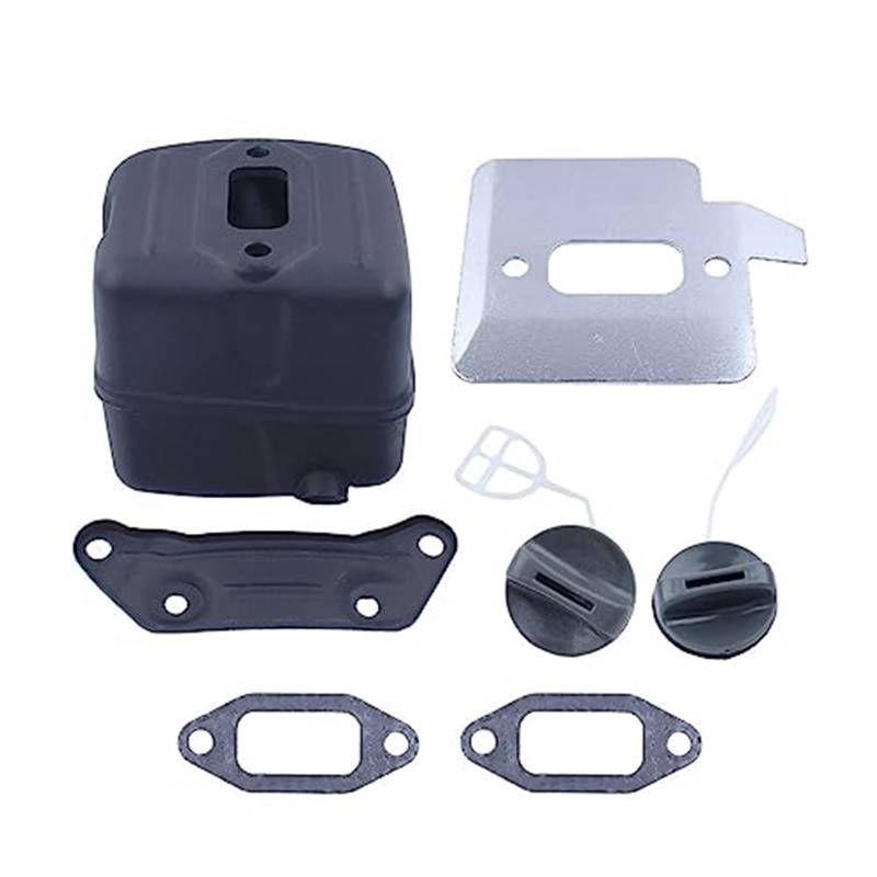 HUVNEXA Schalldämpfer, Auspuff, Kühlplatte, Dichtung, Heizöldeckel-Set, for Husqvarna, 365 362 371 372 372XP Kettensägen-Ersatzteil Tankdeckel für Kettensägen von HUVNEXA