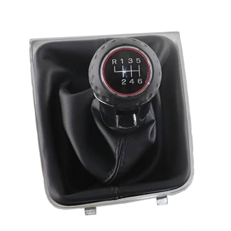 HUVNEXA Schaltknauf Hebelschaltergriff Leder, for Golf, 7 A7 MK7 GTI GTD 2013 2014-2018 Schaltgetriebegriff 5 6 Gang Auto-Schaltknauf(Black 6 Speed red line) von HUVNEXA