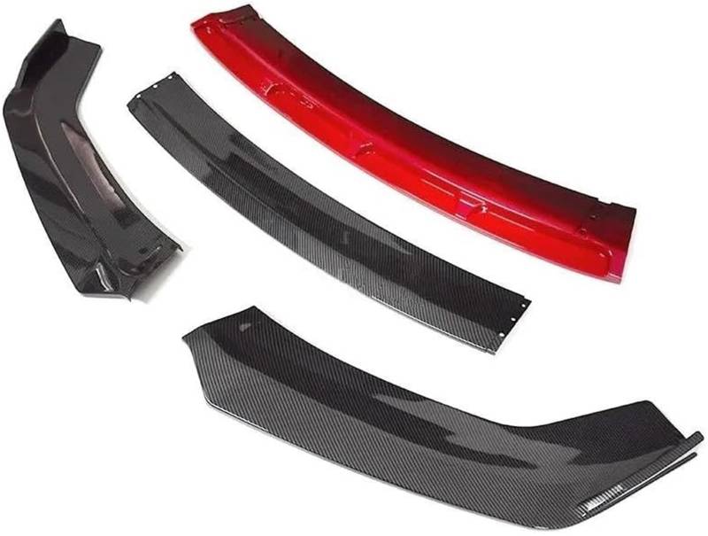 HUVNEXA Splitter, for VW, for Passat, B7 Stoßstangenspoiler 2010-2014 Frontschürzensplitter Carbon-Schutzplatte Lippe Typ D Kinnschaufel Body Kit Lippensplitter(Carbon-Oberfläche-rot) Autospoilersplit von HUVNEXA