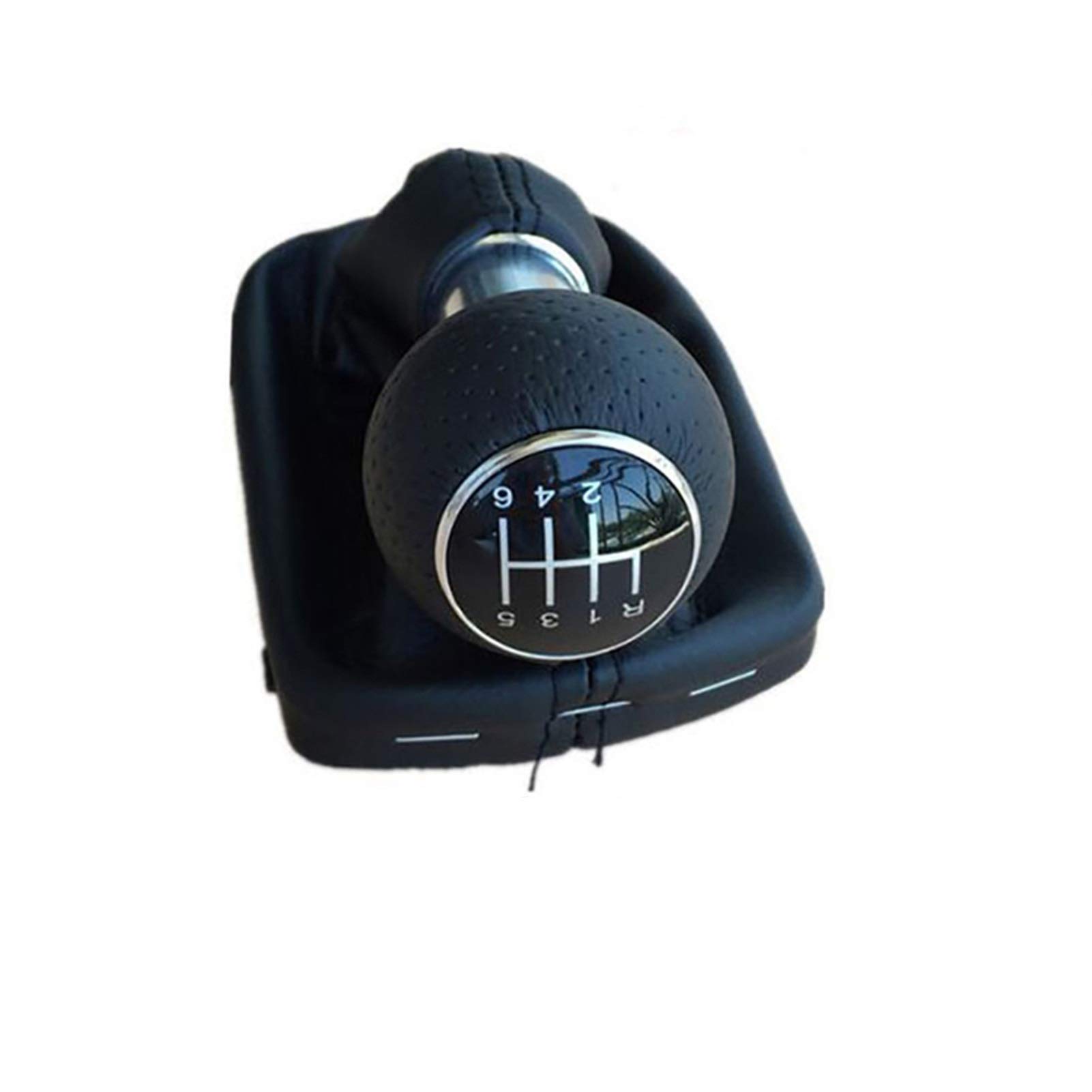 HUVNEXA for, A3 8L 2000 2001 2002 2003, Leder-Schalthebelmanschetten, 5-Gang-6-Gang-Handschaltknauf, Schaltknauf Auto-Schaltknauf(YH326 R123456 12mm) von HUVNEXA