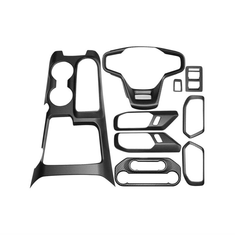 HUVNEXA for Ford, for Bronco 2021 2022 Innenabdeckung Schalthebelverkleidung Innentürgriffschale Lenkradabdeckung ABS Kohlefaser Schalttafel von HUVNEXA