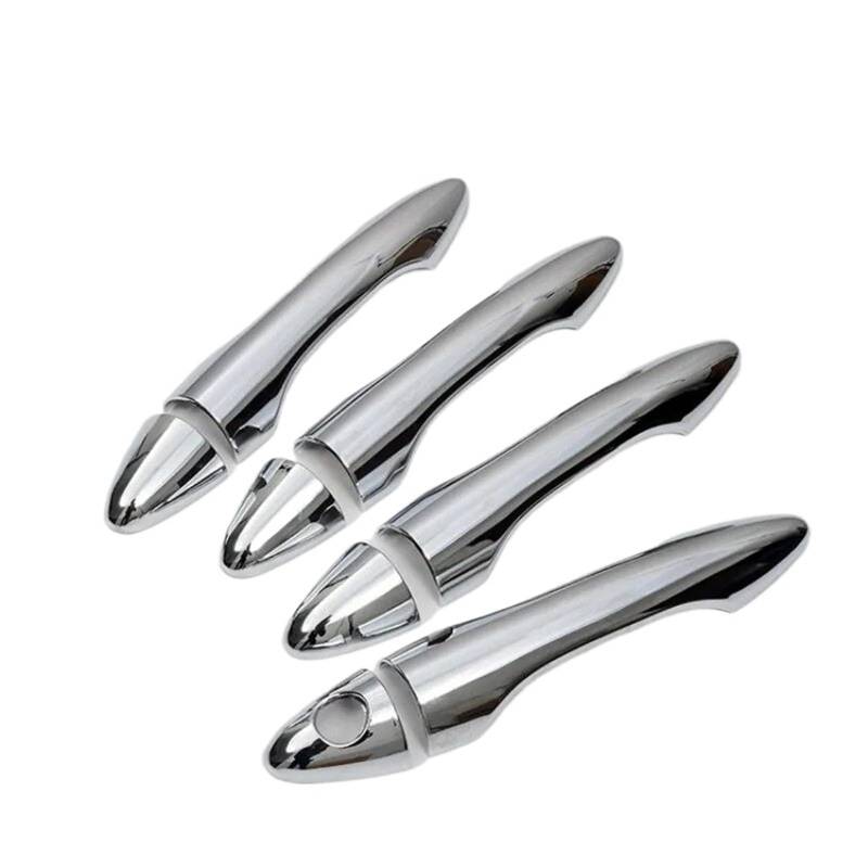 HUVNEXA for Hyundai, IX35 Tucson 2009 2010 2011 2012 2013 2014, Kohlefaser-Chrom-Autotürgriffabdeckung, Zieraufkleber, Zubehör Abdeckung für Außentürgriffe(Silver) von HUVNEXA