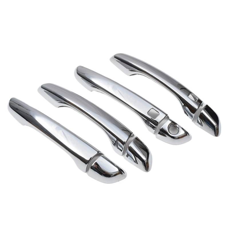 HUVNEXA for Hyundai, Kona 2017 2018 2019 2020, Kohlefaser-Chrom-Autotürgriffschalenabdeckung, Zieraufkleber, Styling-Zubehör Abdeckung für Außentürgriffe(Silver 2 Buttons) von HUVNEXA
