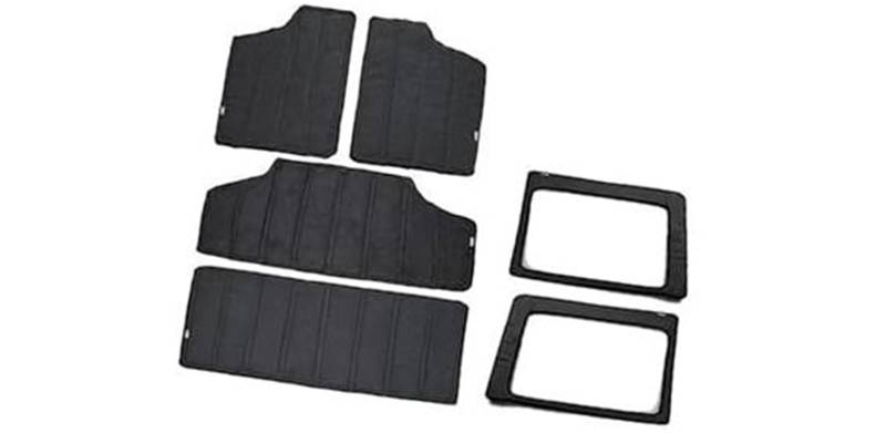 HUVNEXA for Jeep, for Wrangler JK 2012-2017 Autodach Hardtop Wärmedämmung Baumwolle Schall Wärmedämmung Pad Innenausstattung(Black 4 Door 6 Pcs Black) von HUVNEXA