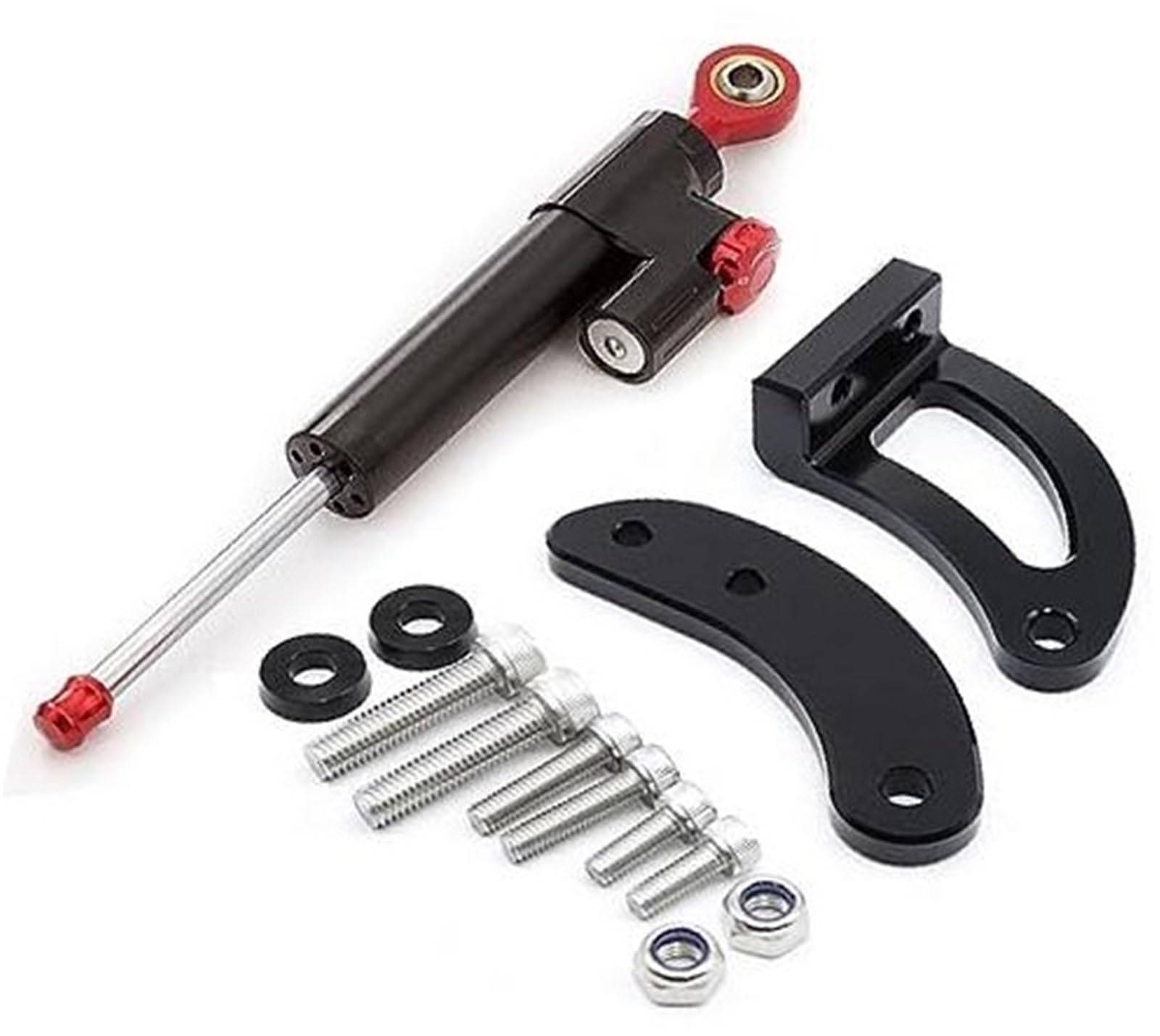 HUVNEXA for KAABO, Mantis King GT Elektroroller CNC Carbon Lenkungsdämpfer Halterung Montageunterstützung Kit Stoßdämpfer Zubehör Lenkungsdämpfer für Elektroroller(Black F) von HUVNEXA