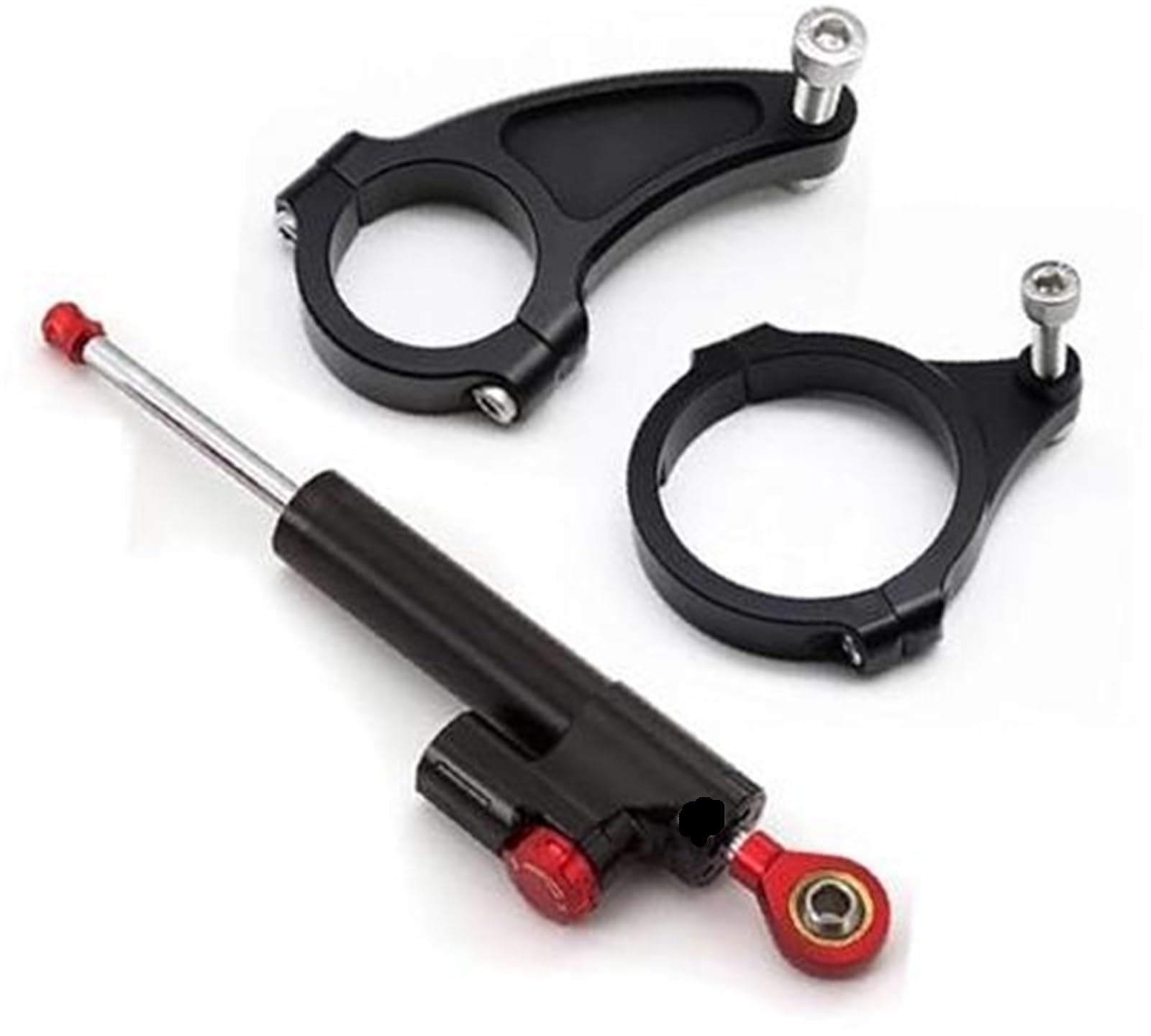 HUVNEXA for KAABO, Wolf Warrior 11 King GT E-Scooter Fiber Carbon Stabilisator Lenkungsdämpfer Montagesatz Elektro-Skateboard-Teil Lenkungsdämpfer für Elektroroller(Black Damper n Bracket B2) von HUVNEXA