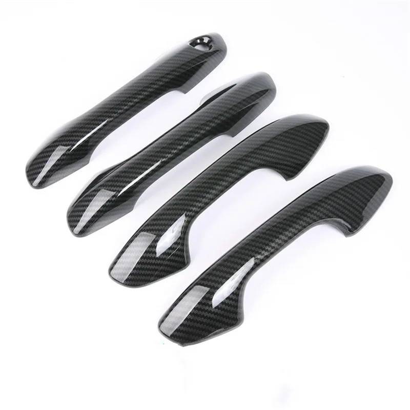 HUVNEXA for Kia, Rio 4 X-line 2017 2018 2019 2020 ABS Chrom Kohlefaser Türgriffabdeckung Zierleisten Autodekoration Styling Zubehör Abdeckung für Außentürgriffe(Carbon Fiber Handle) von HUVNEXA
