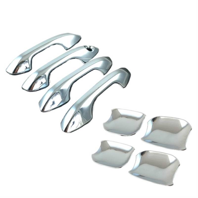HUVNEXA for Kia, Rio 4 X-line 2017 2018 2019 2020 ABS Chrom Kohlefaser Türgriffabdeckung Zierleisten Autodekoration Styling Zubehör Abdeckung für Außentürgriffe(Chrome Handle Bowl) von HUVNEXA