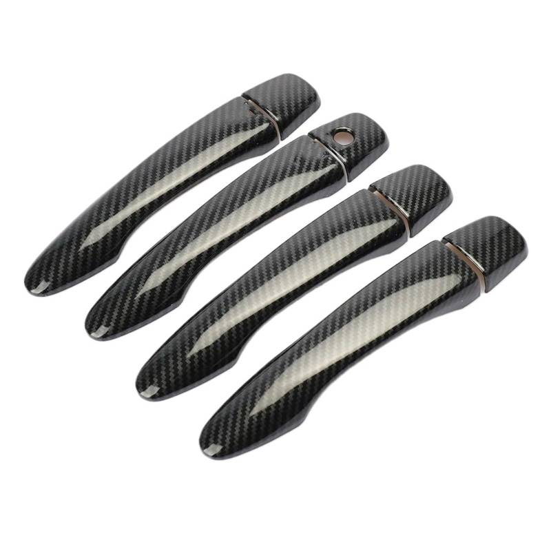 HUVNEXA for Nissan, Versa Tiida 2019 2020 2021 2022 Carbon Fiber Chrome TÜRGRIFF Abdeckung FANGKAPPE ZIERLEISTE ZUBEHÖR Abdeckung für Außentürgriffe(Black no Button) von HUVNEXA