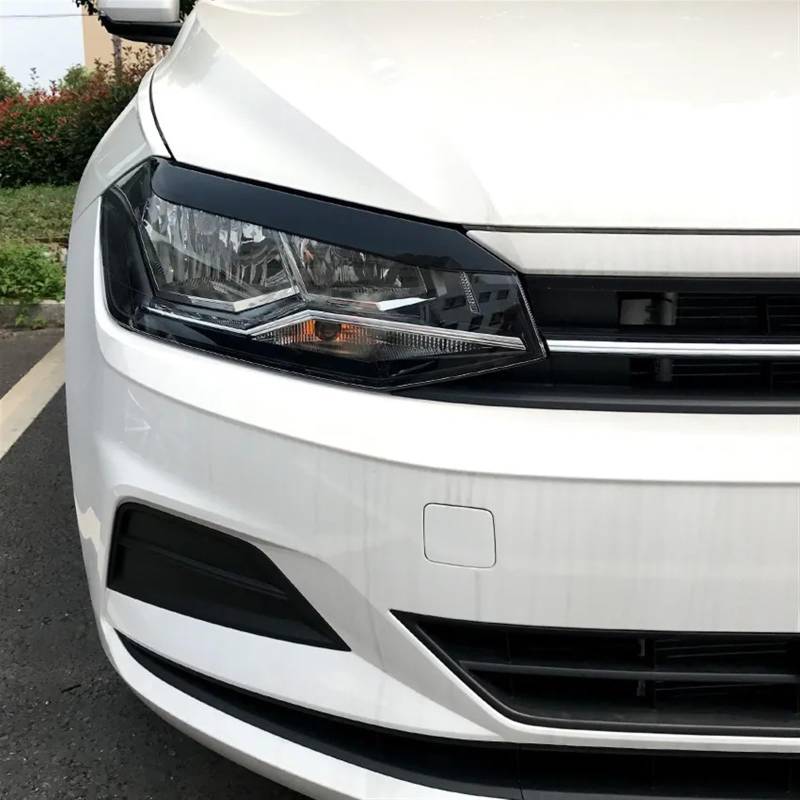 HUVNEXA for Polo MK6 2019 Scheinwerfer Augenbraue Augenlider Aufkleber ABS Trim Abdeckung Zubehör Auto Styling Autoscheinwerferaufkleber(Gloss Black) von HUVNEXA