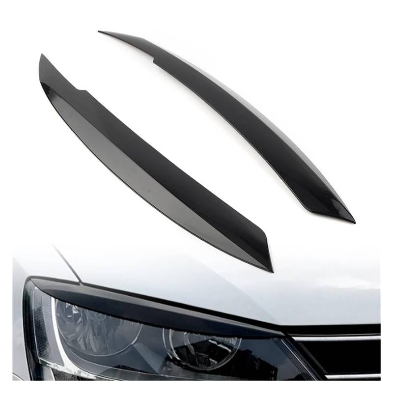 HUVNEXA for VW, for Jetta, for MK6 Autoscheinwerfer Augenlid Augenbrauenverkleidung 2010 2011 2012 2013 2014 2015 2016 2017 2018 Glänzend schwarzer ABS-Kunststoff Autoscheinwerferaufkleber von HUVNEXA
